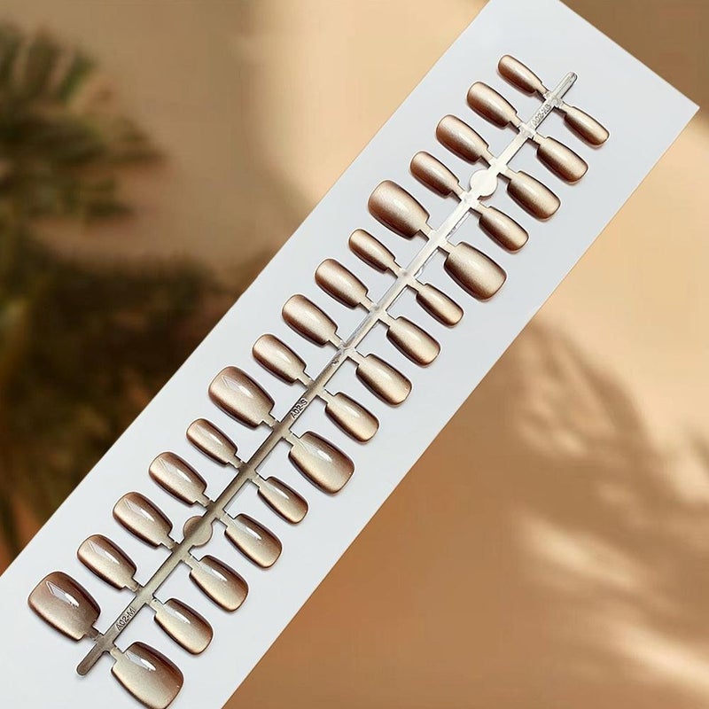 فن الأظافر بمصباح ضوئي، خرز زجاجي، فن أظافر عين القط، أظافر قابلة للارتداء، لون صلب، أظافر مزيفة عالية الجودة، نصائح أظافر جاهزة.